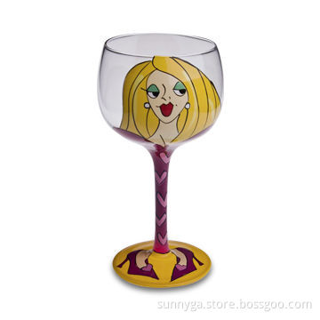 Amia Hand-painted Wine Glass with 380mL Capacity and 80mm Top Diameter